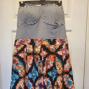 Size XXL(16) Strapless Striped/Floral Dress